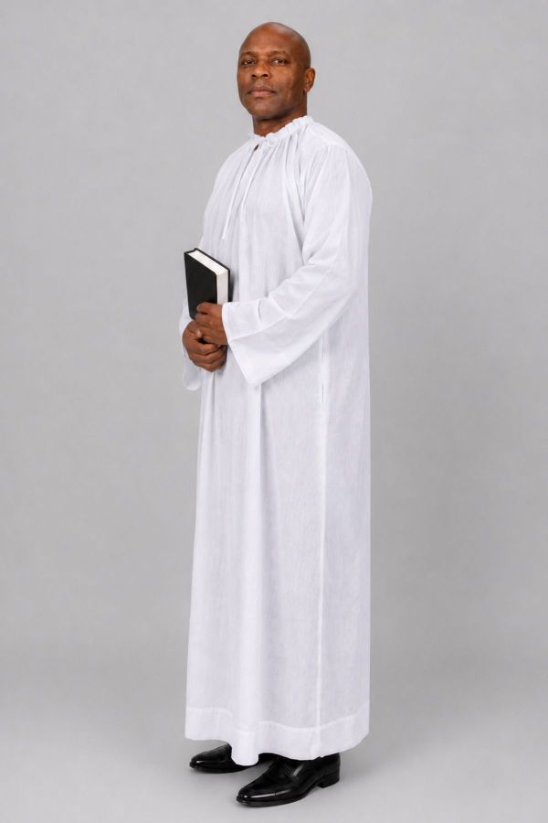 Clergy Alb with Gathered Neck, Front & Back Pleats