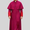 Roman Catholic Bishop Cassock in Red Purple with Satin Cuffs