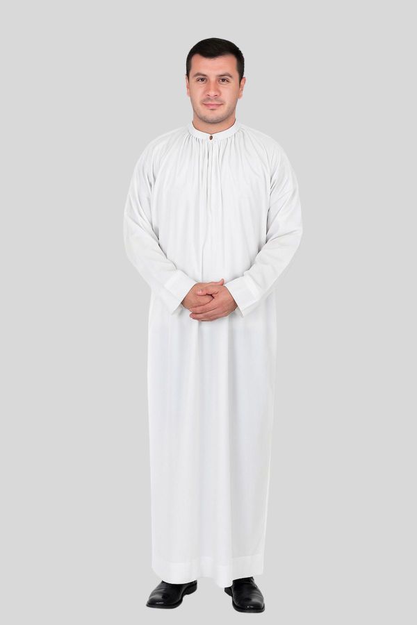 Traditional Clergy Alb for Men in Plain White Style