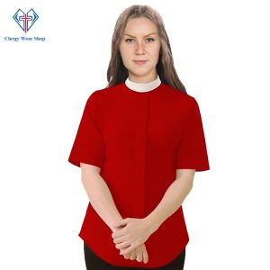Clergy Shirt for Women Red Neckband