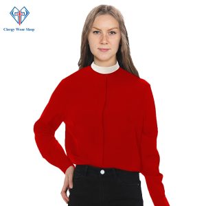 Clergy Shirt for Women Red Neckband
