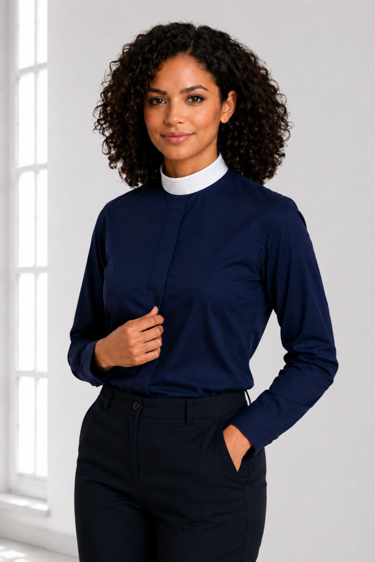 Devotion Wear Neckband Collar Clergy Shirt for Women (2) Devotion Wear Neckband Collar Clergy Shirt for Women