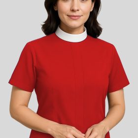 Feminine Neckband Women's Red Clergy Shirt