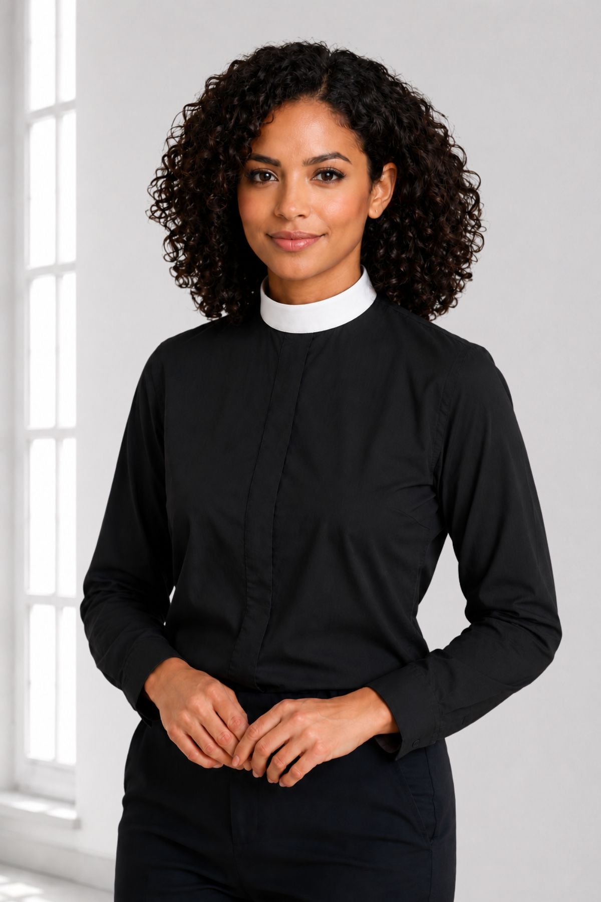 Grace Line Black Neckband Clergy Shirt Women’s Grace Line Black Neckband Clergy Shirt Women’s
