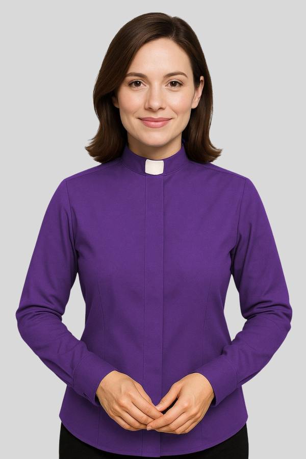 Ladies Clergy Shirt Purple