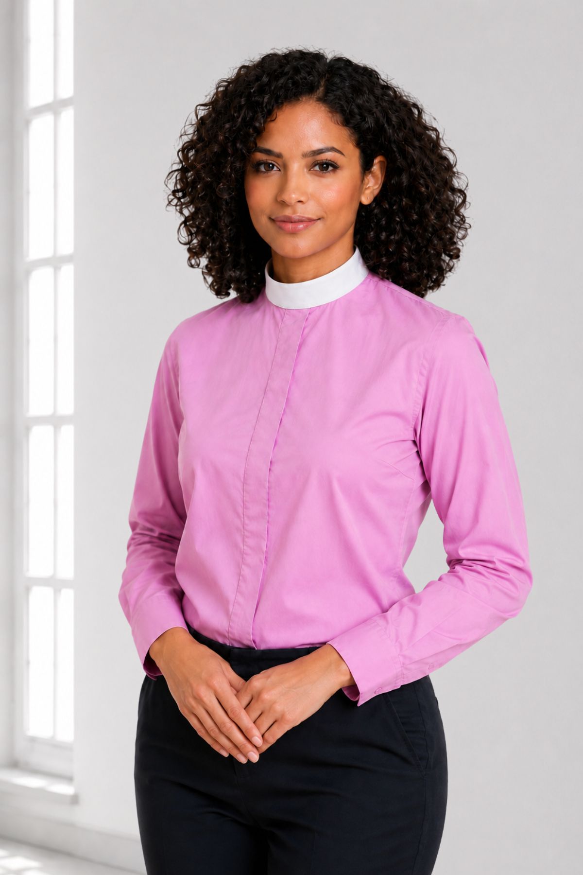 Prestige Fit Women’s Neckband Clergy Shirt (4) Prestige Women’s Neckband Shirt