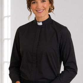 Professional Black Clergy Shirt for Female Ministers