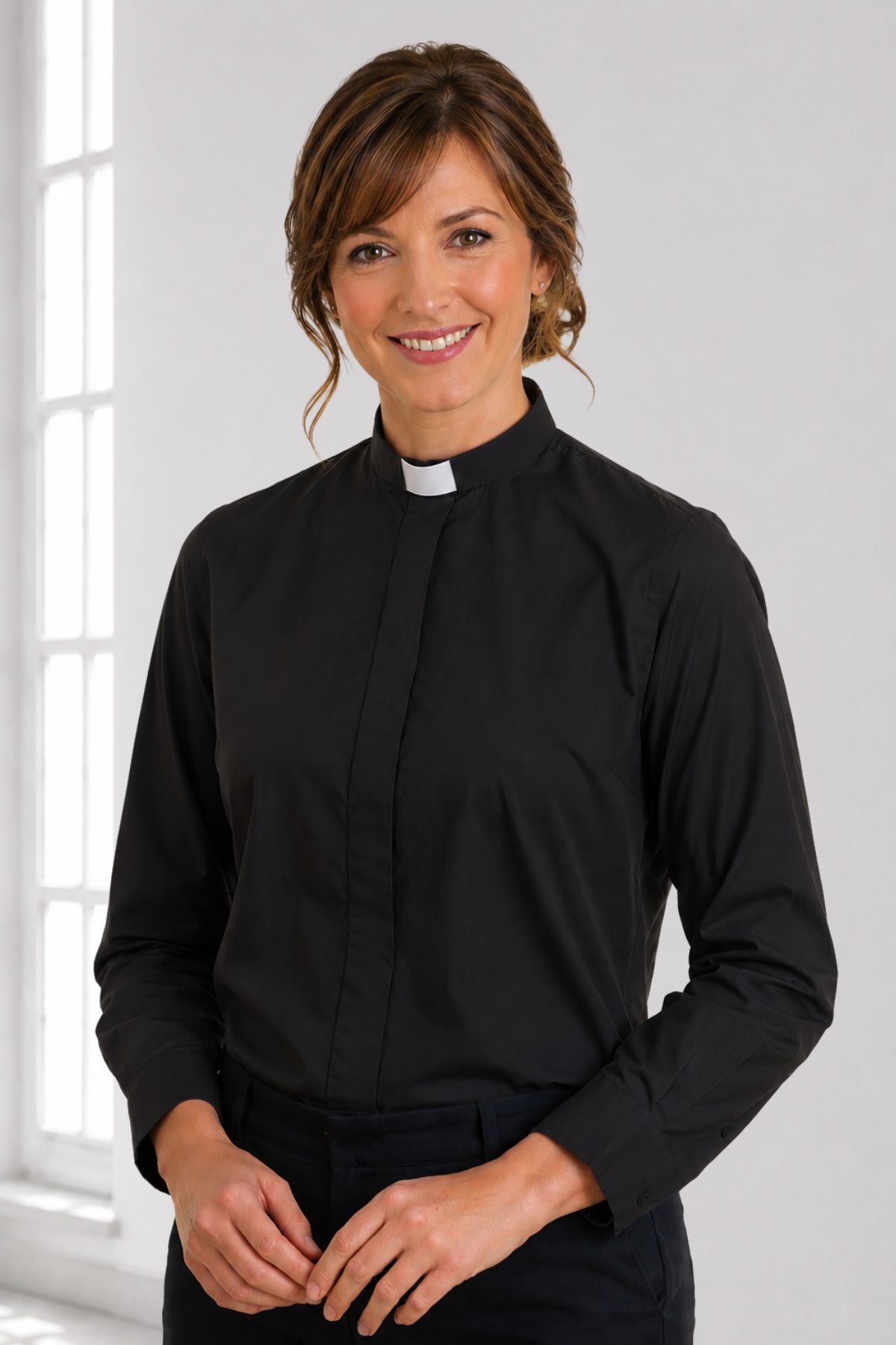 Professional Black Clergy Shirt for Female Ministers (5) Professional Black Clergy Shirt for Female Ministers