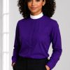 Purple Women’s Clergy Shirt with Classic Neckband Style