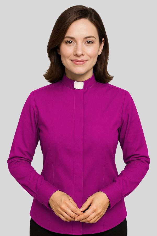 Red Purple Ladies Clergy Shirt