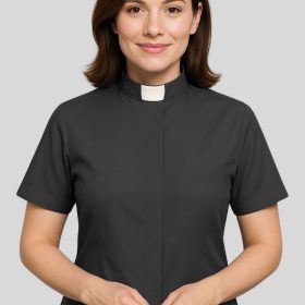 Professional Black Clergy Shirt for Female Ministers