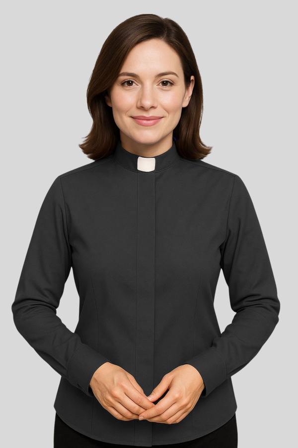 Women Clergy Shirt Black