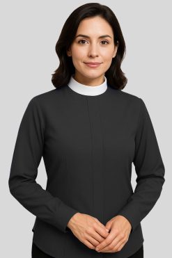 Women Clergy Shirts Black