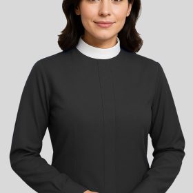 Black Neckband Clergy Shirt for Women’s Grace Fit