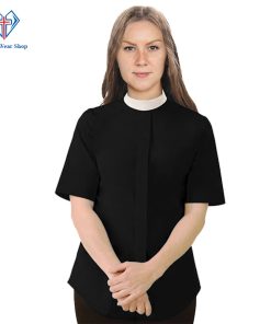 Women Clergy Shirts Black with Neckband Collar