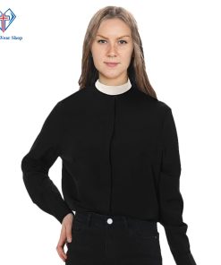 Women Clergy Shirts Black with Neckband Collar