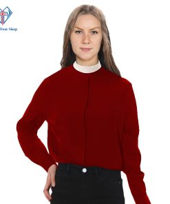 Women's Clergy Shirts Maroon with Neckband Collar