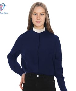 Women's Clergy Shirts Navy Blue Neckband