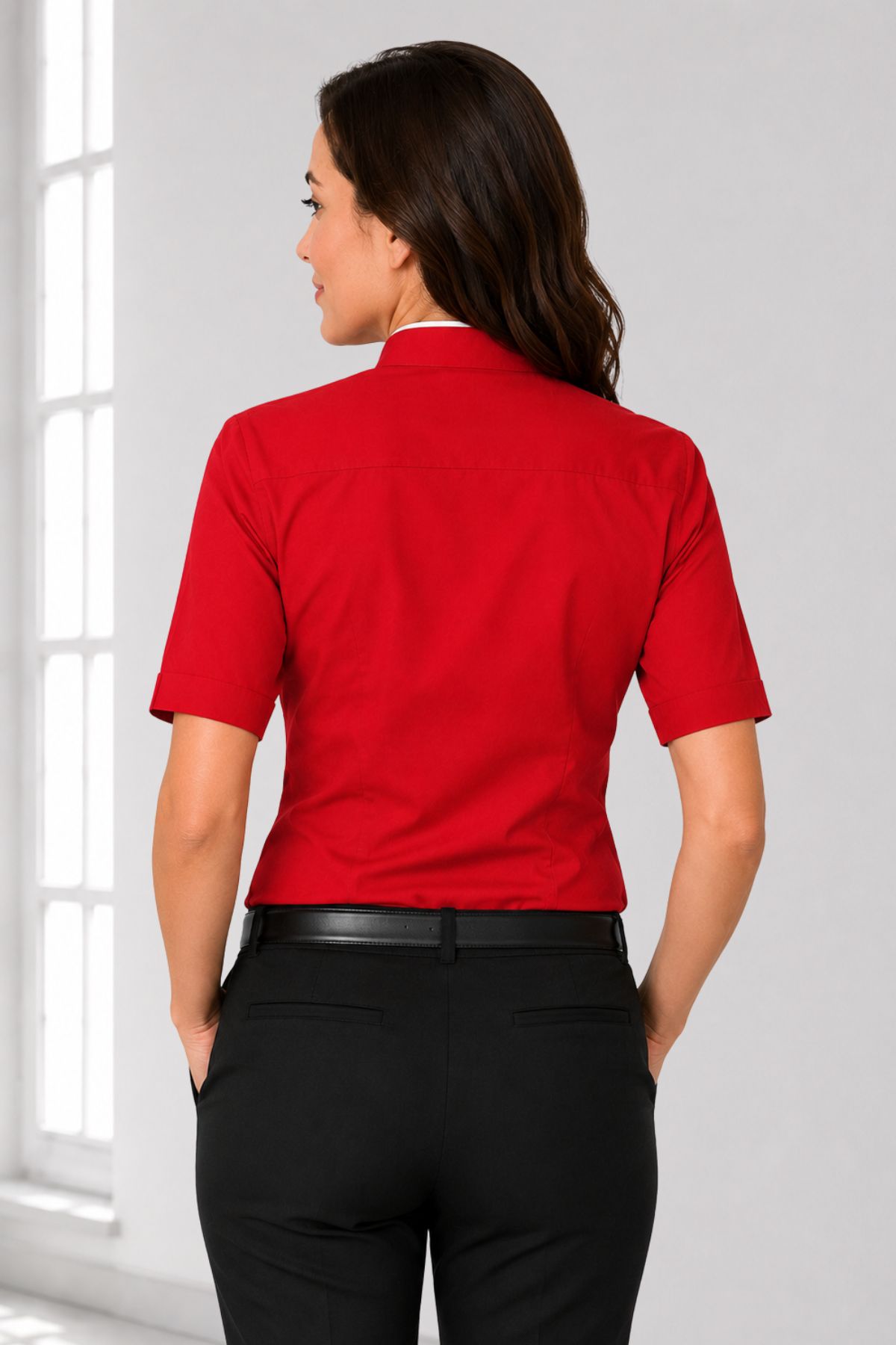 Comfort Line Red Clergy Shirt for Women with Tonsure Collar (6) Comfort Line Red Clergy Shirt for Women with Tonsure Collar