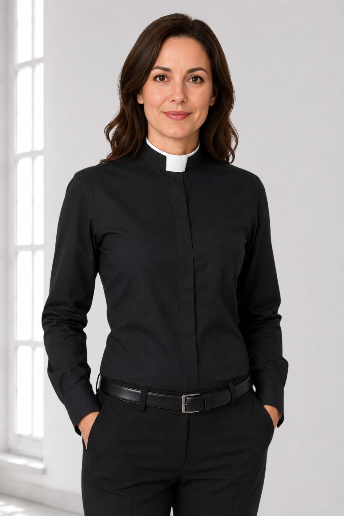 Flawless Fit Women’s Black Clergy Shirt with Tonsure Collar (6) Flawless Fit Women’s Black Clergy Shirt with Tonsure Collar