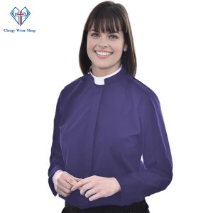 Ladies Clergy Shirt Navy Blue - Clergy Wear Shop ™