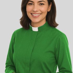 Classic Women's Clergy Shirt Green Tonsure Collar Premium Fit