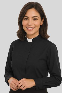 Women's Clergy Shirt in Black