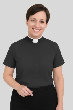 Women's Clergy Shirt in Black
