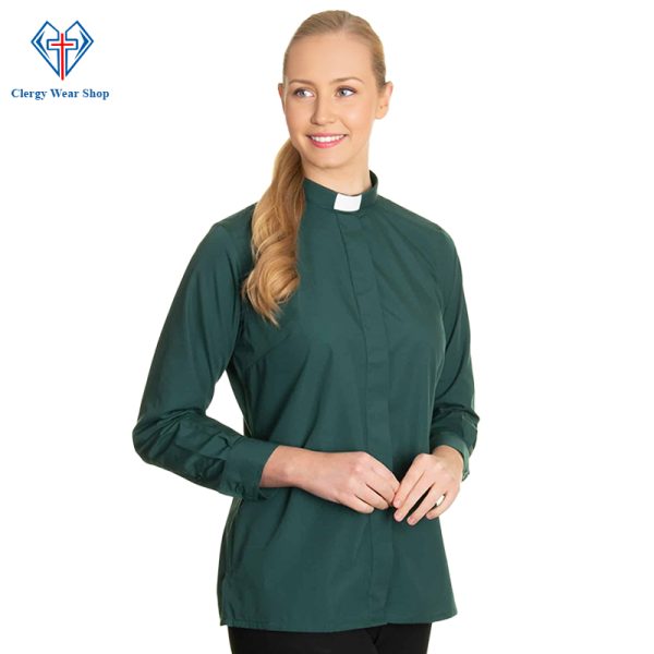 Clergy Shirt for Female Green - Clergy Wear Shop ™