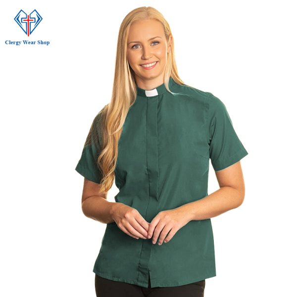 Clergy Shirt for Female Green - Clergy Wear Shop ™