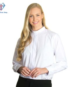 Elegant White Women's Clergy Shirt Tab Collar- Clergy Wear Shop ™