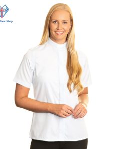 Elegant Women's Clergy Shirt White Tab Collar- Clergy Wear Shop ™