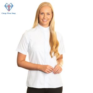 Elegant Women's Clergy Shirt White Tab Collar- Clergy Wear Shop ™