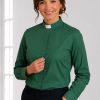 Grace Line Stylish Women’s Green Clergy Shirt Tab Collar Fit