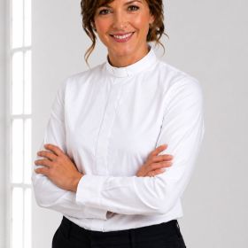 Luxury Fit White Women’s Tab Collar Clergy Shirt