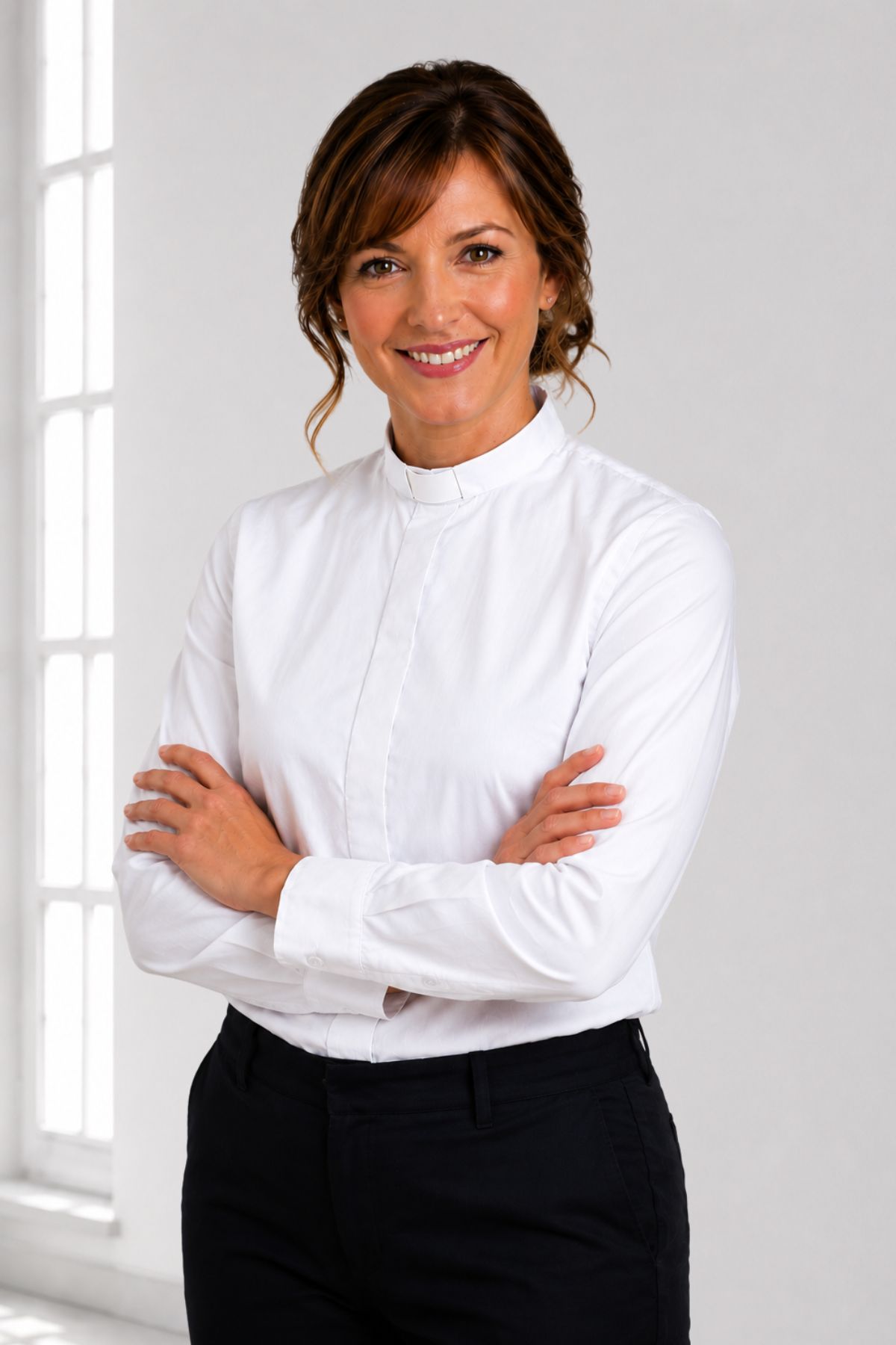 Luxury Fit White Women’s Tab Collar Clergy Shirt (4) Luxury Fit White Women’s Tab Collar Clergy Shirt