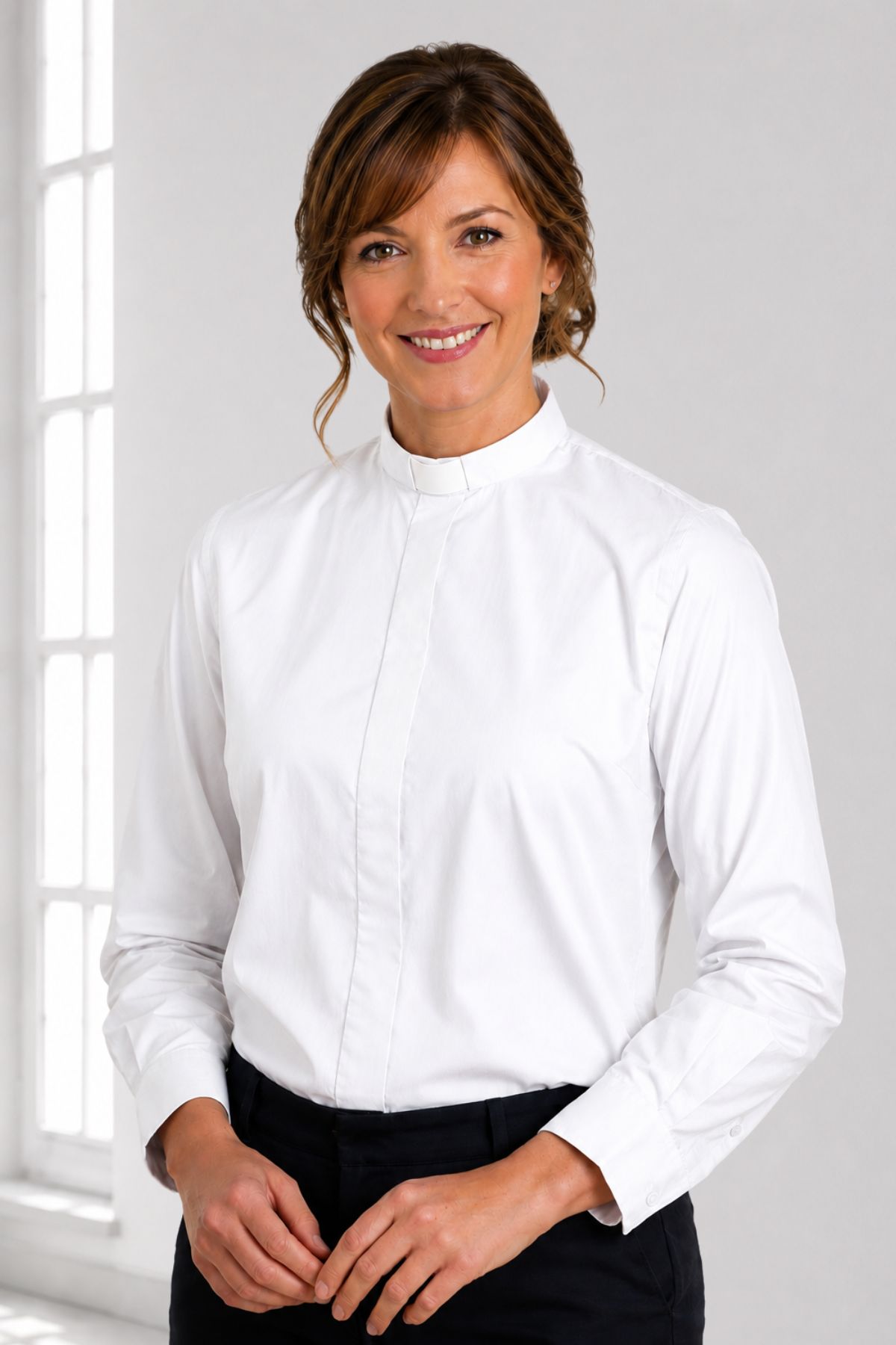 Luxury Fit White Women’s Tab Collar Clergy Shirt (6) Luxury Fit White Women’s Tab Collar Clergy Shirt