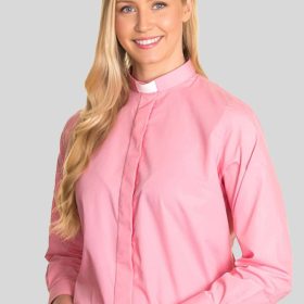 Soft Pink Tab Collar Shirt for Female Clergy