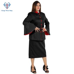 Women's Black Clergy Suit Flared Sleeves - Clergy Wear Shop ™