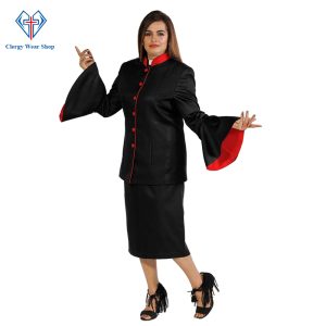 Women's Black Clergy Suit Flared Sleeves - Clergy Wear Shop ™