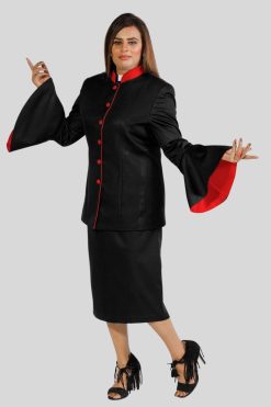 Women's Black Clergy Suit with Flared Sleeves