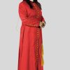 Crimson Women's Clergy Cassock with Golden Trim & 33 Buttons