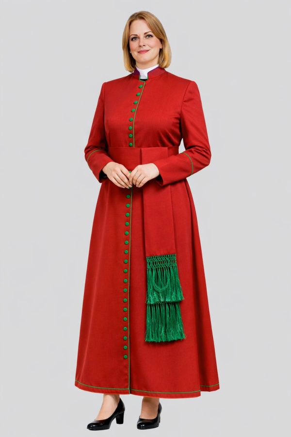 Ceremony Women’s Red Cassock with Lavish Green Trim