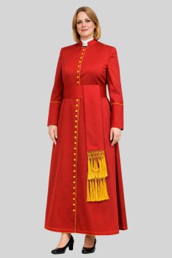 Ceremony Women's Red Cassock with Lavish Trim