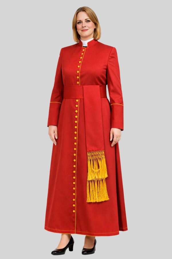 Ceremony Women's Red Cassock with Lavish Trim