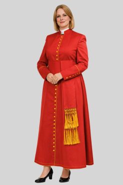 Ceremony Women's Red Cassock with Lavish Trim