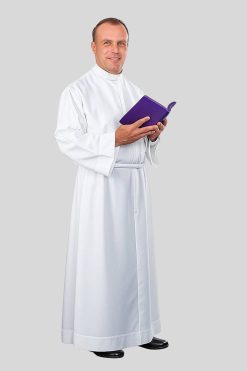 Classic Clerical Alb for Men in White Fabric