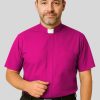 Clergy Shirt in Red Purple Tab Collar