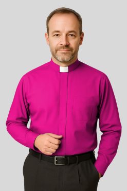 Clergy Shirt in Red Purple Tab Collar
