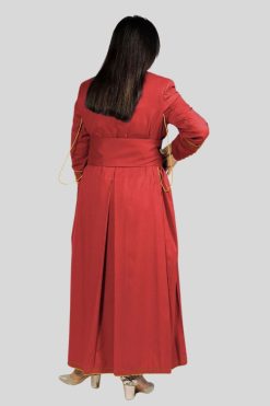 Crimson Women's Clergy Cassock with Golden Trim & 33 Buttons